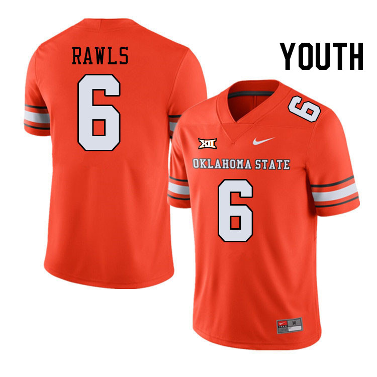 Youth #6 Lyrik Rawls Oklahoma State Cowboys College Football Jerseys Stitched-Alternate Orange